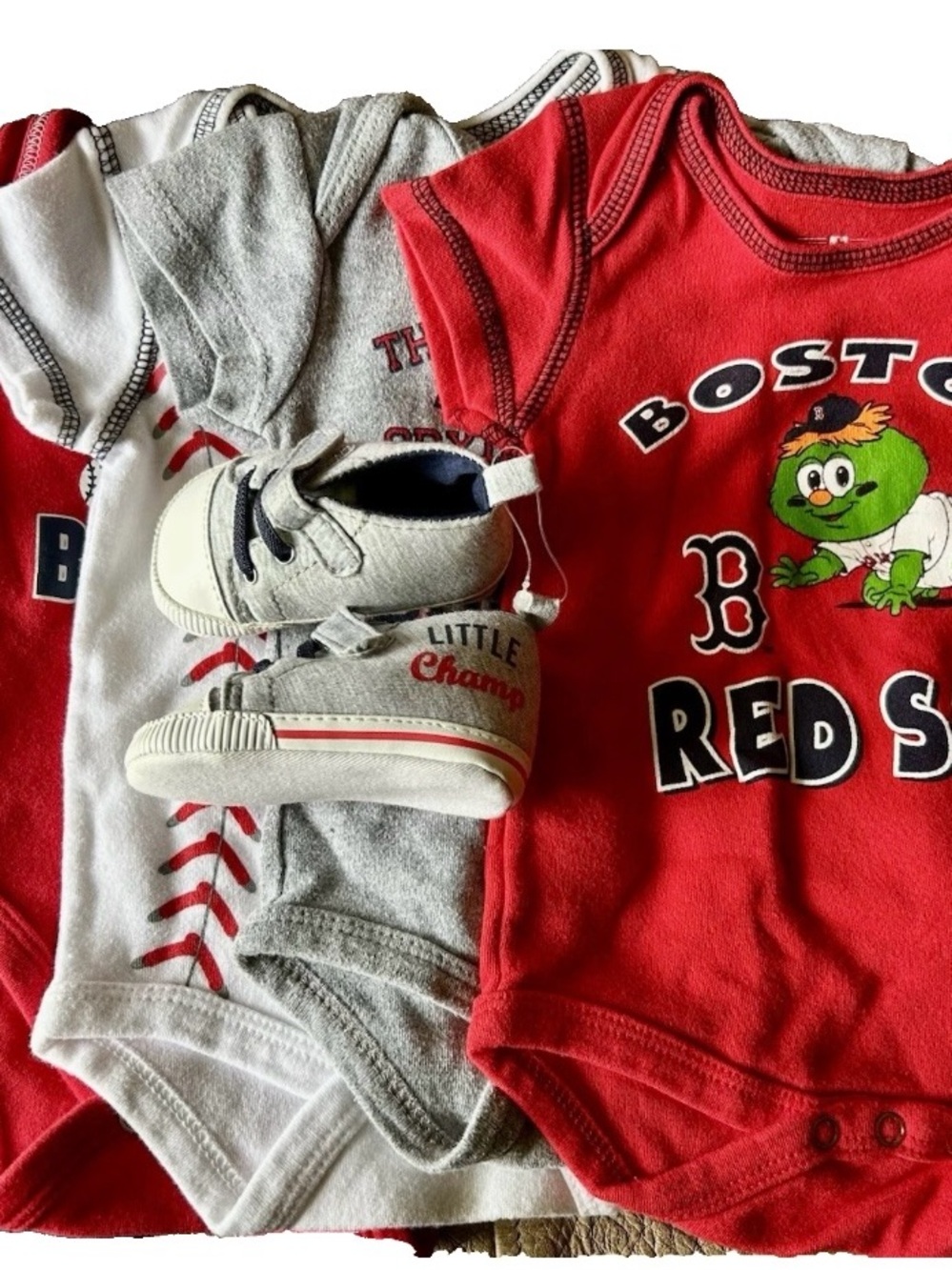 Boston Red Sox Baby Outfit Lot 5 Bodysuits Shoes